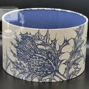 Timorous Beasties Navy Thistle & Denim Linen Double Sided Lampshade