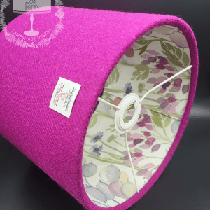 Harris Tweed Bright Pink Plain With Voyage Hedgerow Cream Double Sided Lampshade