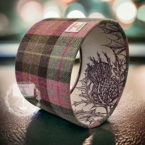 Harris Tweed Dusky Pink Check with Timorous Beasties Beetroot Thistle Double Sided Lampshade