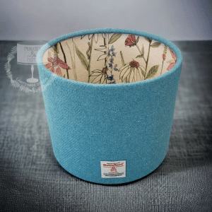 Harris Tweed Turquoise Plain With Voyage Linen Hermione Double Sided Lampshade