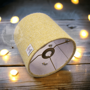 Harris Tweed Pale Yellow Herringbone With Voyage Busy Bees Linen Double Sided Lampshade