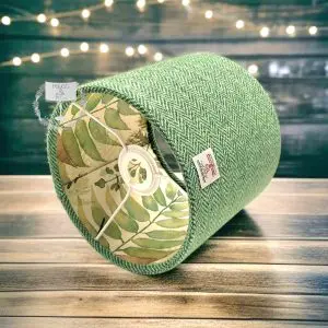 Harris Tweed Grass & Mint Green Herringbone with Voyage Elowen Linen Double Sided Lampshade
