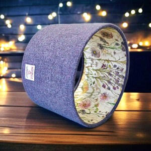 Harris Tweed Heather Plain with Voyage Medmerry Linen Double Sided Lampshade