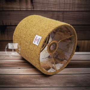Harris Tweed Mustard with Voyage Highland Cattle Double Sided Lampshade