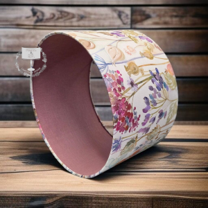 Voyage Hedgerow Cream with Mauve Linen Double Sided Lampshade