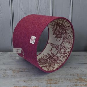 Harris Tweed Raspberry Herringbone With Timorous Beasties Red Thistle Double Sided Lampshade