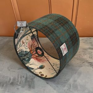 Harris Tweed Seagreen Russet Check with Voyage Varys Sapphire Double Sided Lampshade